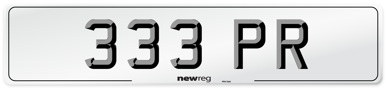 333 PR Number Plate from New Reg